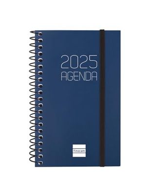 Finocam - Agenda Espiral Opaque 2025 Semana Vista Horizontal Enero 2025 - Diciembre 2025 (12 meses) Azul Español