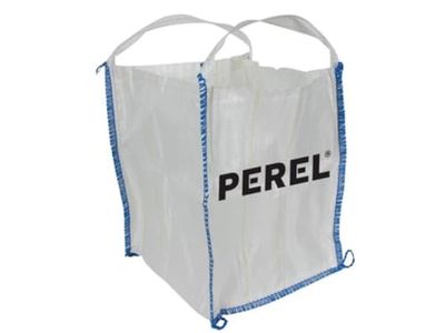 Perel Mini big bag 300L, bouwafval puinzak 300 kg, bulkzak, bouwafvalzak, zandzak, grindzak, uv-bestendig, opvouwbaar, stevige afvalzak met 2 lussen, 65 x 65 x 71 cm