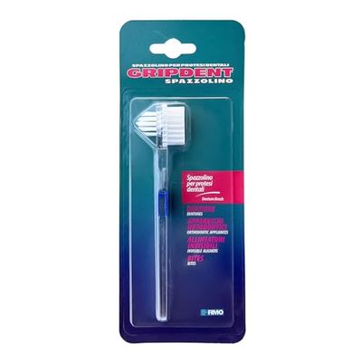 Gripdent Brosse à dents pour prothèses dentaires - Brosse à dents pour le nettoyage et l'hygiène des prothèses dentaires - Convient pour: Dentières, appareils orthodontiques, et aligneurs invisibles