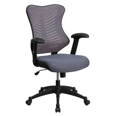 Flash Furniture Chaise de Bureau pivotante Ergonomique en Maille Grise avec accoudoirs réglables, Acier, Gris, 63,5 x 65,41 x 108,59 cm