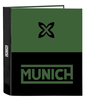 Safta -M657 Munich Caviar-Cartella Folio 4 anelli, ideale per bambini di diverse età, confortevole e versatile, qualità e resistenza, 27 x 6 x 33 cm, colore nero, standard (542310657)