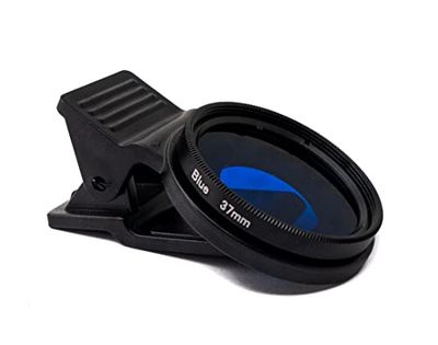 SYSTEM-S Kleurfilter blauw 37 mm lens kleur met clip voor smartphones in zwart