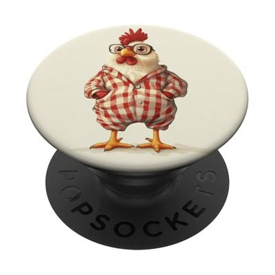 Pollo inteligente en pijamas hilarantes PopSockets PopGrip Adhesivo