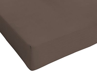 Italian Bed Linen Max Color Drap-Housse, 100 % Coton, Marron, 2 Places