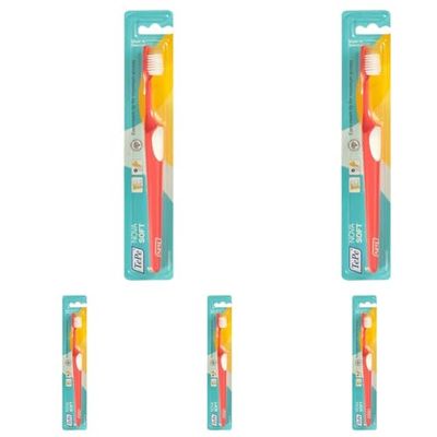 TEPE 7350121251014 Nova Soft Spazzolino da denti per adolescenti e adulti con manico ergonomico antiscivolo (Confezione da 5)