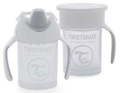 Twistshake Spillfri 360-Mugg + Mini Cup | 1x 360-mugg + 1x Mini Cup | Spillfria pipmugga | BPA-Fria Pipmuggar | Träningsmuggar | Träningsmuggar För Småbarn | Vit