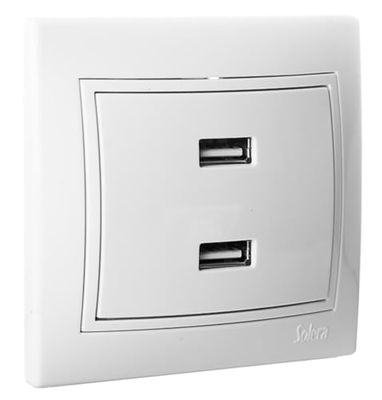 Cargador Doble USB 2x2.1A Blanco, Compatible con Europa, Ideal para Cargar Múltiples Dispositivos a la Vez.