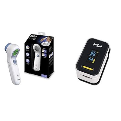 Braun Healthcare No Touch + Forehead Thermometer, BNT300 & Braun Pulse Oximeter 1 (Oxygen Saturation, Blood Oxygen Levels, Clinically Accurate, Certified Medical Device) YK-81CEU