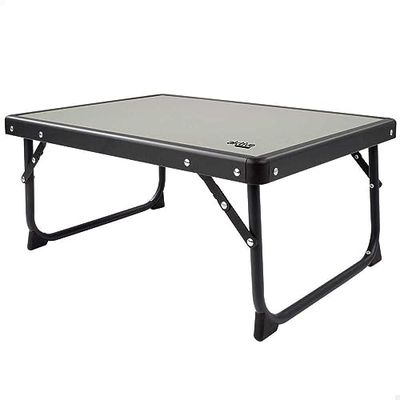 AKTIVE Camping- Table de Camping Basse Pliante Structure Acier, Table de Camping Pliable Légère et Compacte, Protections Anti-Retournement, 60X40X25 cm, Noir et Gris
