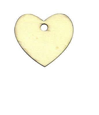 Artemio - Etiquetas para Manualidades (5 x 5,5 cm, Madera, 6 Unidades), Forma de corazón, Color Beige