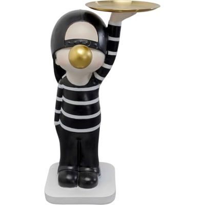 Kare Bubble Boy Table d'appoint Design Noir/Blanc doré 42 cm de diamètre Design Amusant Table Basse, Table de Salon, étagère Ronde, en Acier Inoxydable, 73,5 x 41,5 x 34 cm (H x l x P)
