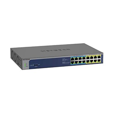 NETGEAR (GS516UP)Switch Ethernet PoE 16 ports Gigabit (10/100/1000), switch RJ45 avec 8 ports PoE+ et 8 ports PoE++ @ 380 W, Silencieux, bureau/rack et protection à vie ProSAFE