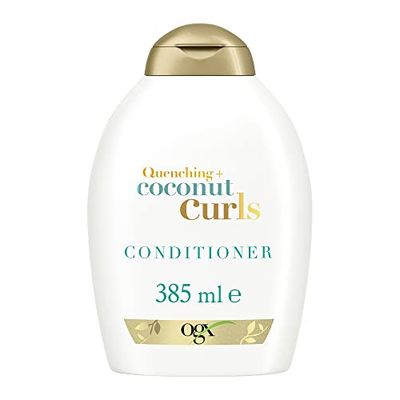 OGX Quenching Coconut Curls Shampoo, champô para cabelos encaracolados com óleo de coco, citrinos e mel doce, champô hidratante para ondas e cachos, champô sem sulfatos ou parabenos, 1 x 385 ml