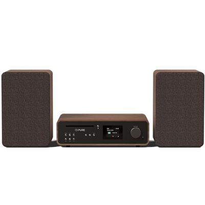 Pure Classic Stereo HiFi-muzieksysteem (100 W geluid, internetradio, DAB+/FM, Bluetooth, cd-speler, USB en Spotify Connect) Coffee Black/Walnoot
