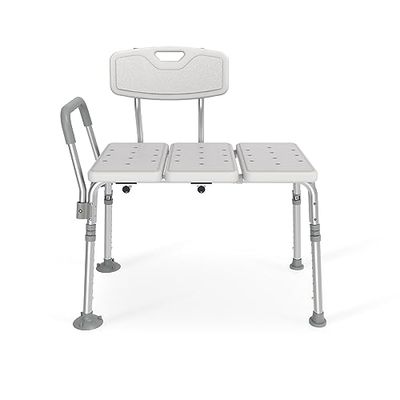 EMKE Duschstol, duschpall för seniorer duschstol med armstöd och ryggstöd, duschpall, justerbar höjd badstol, upp till 125 kg, vit