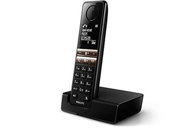 Philips D4702B / 34 - Téléphones sans Fil Pack 2 (rétro-éclairage, HQ sonore, 16 Heures, 2 numéros de téléphone, Haut-Parleur, Mon Son, privé, Alarme, indicateur d'événement, Le Mode Eco +) Noir