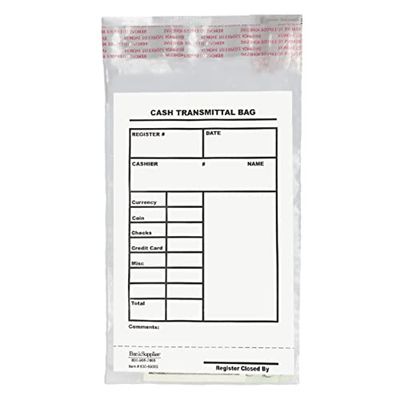 Cash Transmittal Bags - Small Deposit Bags for Cash Transport - 6 x 9-100/Pack