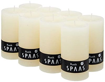 SPAAS Rustieke geurloze cilinderkaars 68/130 mm, ± 60 uur - ivoor
