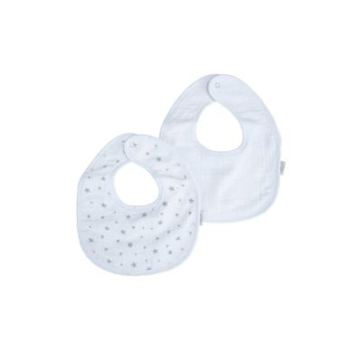 Set van 2 slabbetjes katoenen gaas met spons 22 x 27 cm, wit