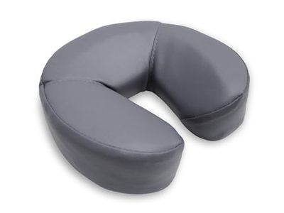 QUIRUMED WELLCORE Gezichtskussen voor massage, 25 x 26 x 6 cm, kunstleer, afneembare overtrek, schuimvulling, met klittenbandsluiting, ergonomische hoefijzervorm, voor massagestoel, zilver