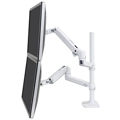 Ergotron LX Dual Stacking Arm Tall Pole - Suporte de mesa para 2 ecrãs LCD, alumínio - branco - tamanho do ecrã: até 40"