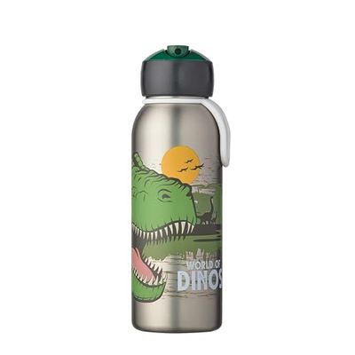 Mepal - Insulated Bottle Flip-Up Campus - Insulated Drinking Bottles for Children - Stainless Steel Drinking Bottle - 9 Hours Hot & 12 Hours Cold - BPA-Free - 350 ml - Dino