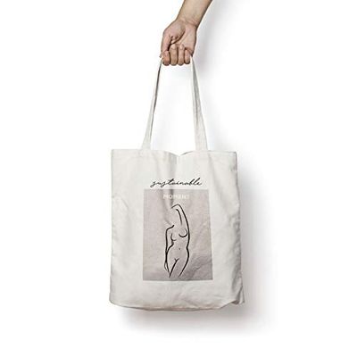 HYO Sustainable Moment, Tote Bag Unisex Volwassen, katoen, natuur, 37 x 41 cm
