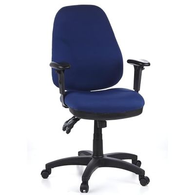 hjh OFFICE, 702020, profesjonalny fotel biurowy, obrotowy, fotel szefa, krzesło komputerowe do domu i biura, ZENIT PRO, niebieski, tkanina, gruba wyściełana ergonomiczna wysokość oparcia i regulacja nachylenia, grube wyściełane siedzisko ze specjalnym mechanizmem synchronicznym, regulowane podłokietniki z miękkimi podkładkami, wielokolorowe