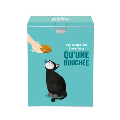 Edgard & Cooper Contenitore Crocchette Gatto, Scatola di Immagazzinaggio Crocchette Gatto, Può contenere fino a 6 kg di Crocchette per Gatto, Grande Scatola Blu Turco in Metallo..