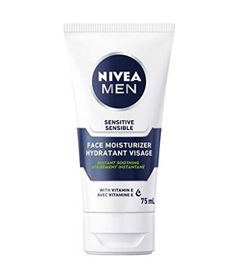 NIVEA MEN Sensitive Crema Idratante 6 x 75 ml, Crema viso uomo per un sollievo immediato dalle irritazioni, Crema idratante viso uomo 24h, Crema uomo senza profumo per pelli sensibili