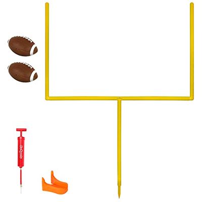 GoSports FB-FIELDGOAL-1, Set di Pali da Campo Kick Challenge da 2,4 m con 4 palloni Maglietta da Calcio, Obiettivo da Cortile a grandezza Naturale per Bambini e Adulti Unisex-Teen, Giallo, 8’ PRO