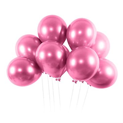 OOTDAY 50 stuks ballonnen roze, ballonnen verjaardag, 30 cm, metallic roze ballonset, helium ballonnen, verjaardagsdecoratie