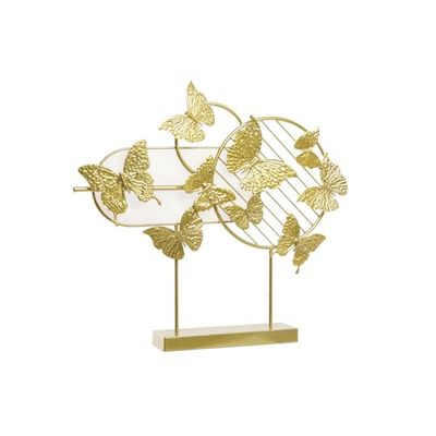 DECORACION METAL 63X9X58,4 MARIPOSAS DORADO