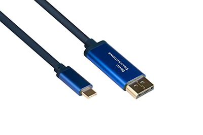 Good Connections® SmartFLEX USB C naar DisplayPort 1.2-kabel - 4K UHD @60Hz - Kopergeleider, aluminium behuizing - Zeer flexibel - donkerblauw - 3 m