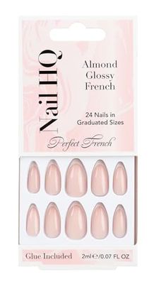 Nail HQ Almond Glossy French Nails (24 Pieces)