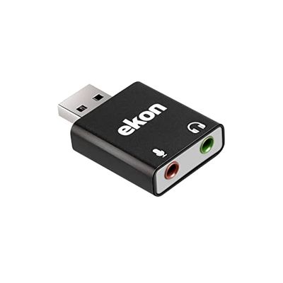 ekon USB-A AUX adapter splitter 2 x 3,5 mm jack plug voor TV, Smart TV, laptop, HUB