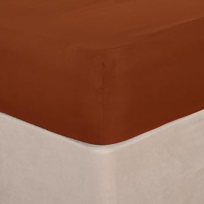 Brentfords Drap-Housse en Microfibre Ultra Douce et Facile d'entretien - Orange brûlé - pour lit Super King Size - Résistant à la décoloration