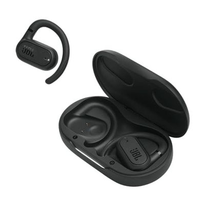JBL Soundgear Sense Bezprzewodowe Słuchawki Otwarte, Słuchawki Bluetooth z Elastycznymi Zaczepami na Uszy, Mikrofonem, Wodoodporne IP54, 24 H Odtwarzania na Baterii, Czarne