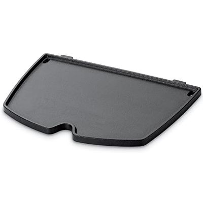 Weber Grillplaat voor Q1000-1200 - 1400 grills, plancha, van porselein geëmailleerd gietijzer, optimaal voor het bereiden van spiegeleieren, spek, garnalen, groenten en meer - zwart (6558)