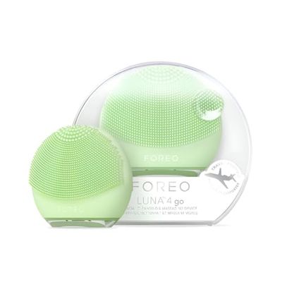 FOREO LUNA 4 go, spazzola per pulizia viso e massaggio viso rassodante, Favorisce l'assorbimento delle formule di skincare, Dispositivo da viaggio, Per tutti i tipi di pelle, Pistachio