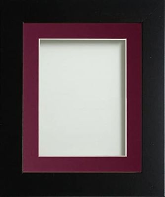 Frame Company Watson Matte Black Picture Photo Frame fitted with Perspex, A1 with Plum Mount for image size A2