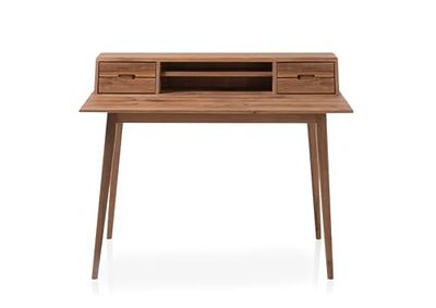 Robas Lund, Melbourne - Escritorio para Ordenador (Roble Macizo, Barnizado, 4 cajones, 2 Compartimentos Abiertos, 110 x 90 x 65 cm)