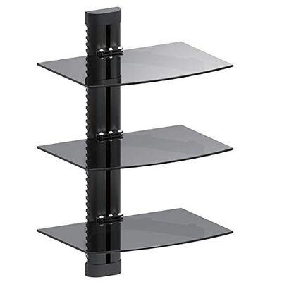 Maclean MC-664 - Suporte de parede para leitores de DVD e receptores de satélite (3 prateleiras), cor preta