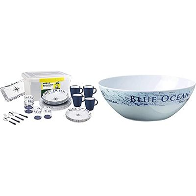 BRUNNER All Inclusive - Set Di Piatti In Melamina & 0830030N.C8C Insalatiera Design Blu Ocean