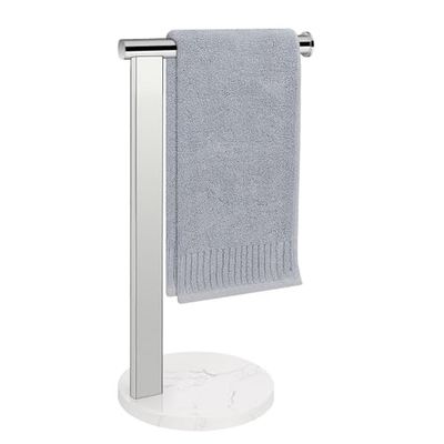 Siyzda Soporte para Toallas de Mano con Base de mármol Gruesa, toallero de Mano Independiente en Forma de L, Barra de Toalla de Acero Inoxidable SUS304 para baño, Cocina, tocador, Organizador de