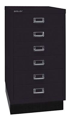 BISLEY MultiDrawer, 29-delige serie met sokkel, DIN A3, 6 laden, metaal, 633 zwart, 43,2 x 34,9 x 67 cm