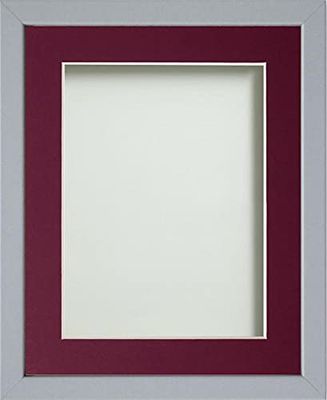 Frame Company Jellybean Range Grey Wooden A2 Picture Photo Frame with Plum Mount for Image A3 * Choice of Colours & Sizes* Fitted with Perspex