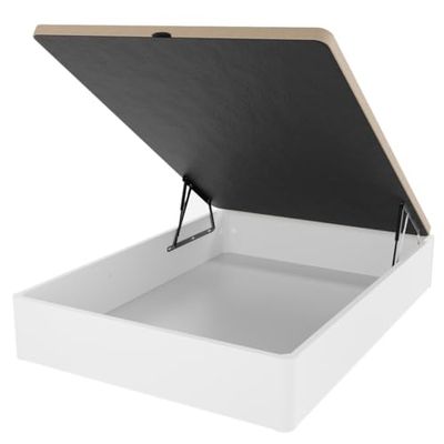 amuéblate online - Canapé Abatible de Madera Súper Reforzado con Gran Capacidad, Esquinas Redondeadas, 105 x 190, Blanco