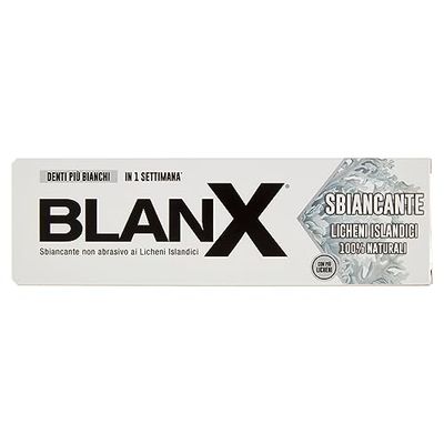 BlanX Wybielająca pasta do zębów 75 ml, w 100% z naturalnymi, islandzkimi porostami, efekt bakteriostatyczny, przeciw plamom, pasta do zębów do wzmacniania szkliwa, przyjazna dla wegan