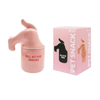 isura – Bote para premios original “Will sit”. Recipiente para comida de mascota Tarro para chuches de mascotas. Bote para conservar alimentos de cerámica. 12x20 cm (Rosa)